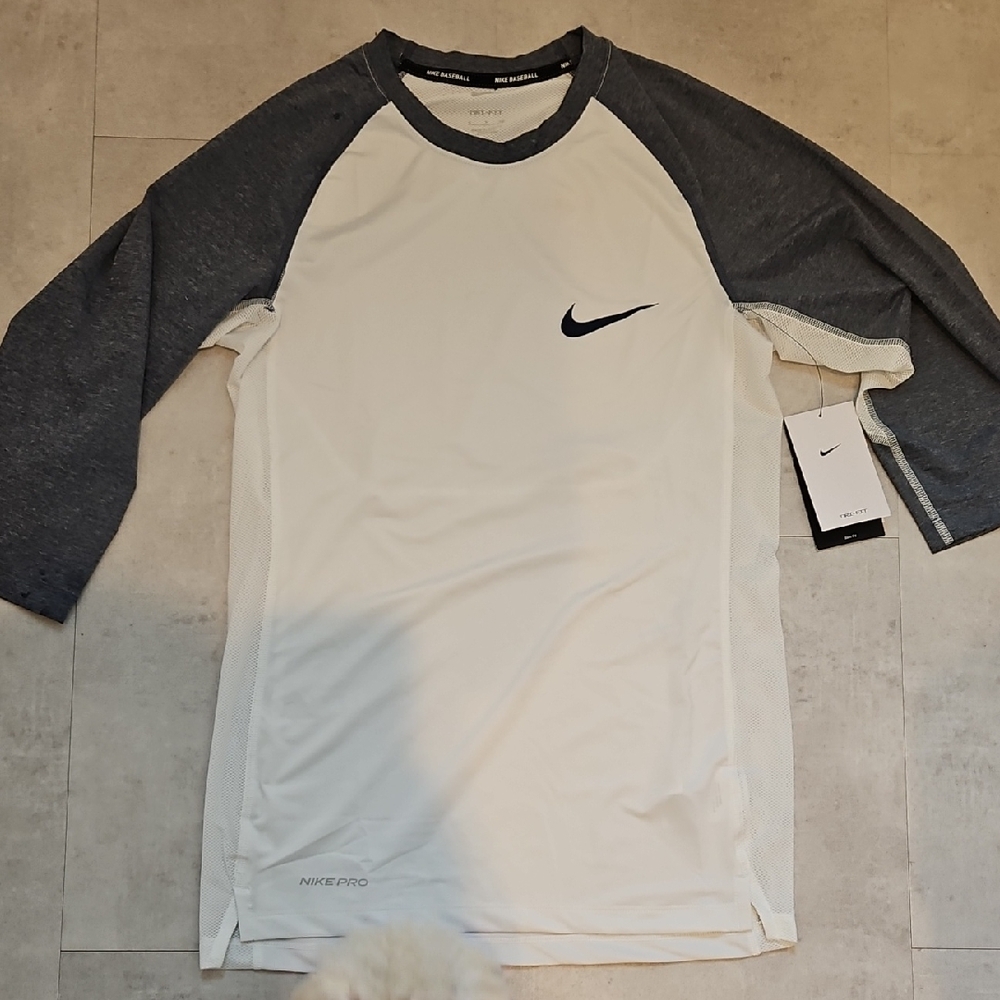 Nike Pro White and Black Raglan Shirt